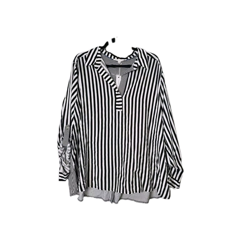 jane delancey tops Striped Women's 2X Button Up Rayon